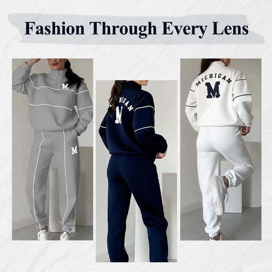 2 Piece Outfits Lounge Hoodless Pullover Sweatshirt Sweatsuit Sets Sweatshirt Baggy Fashion Sweatpants With Pockets