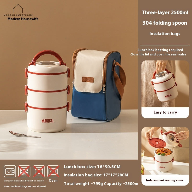 Insulated Stainless Steel 304 Food Grade Office Worker Compartment Japanese Double Deck And Multi-layer Bento Box