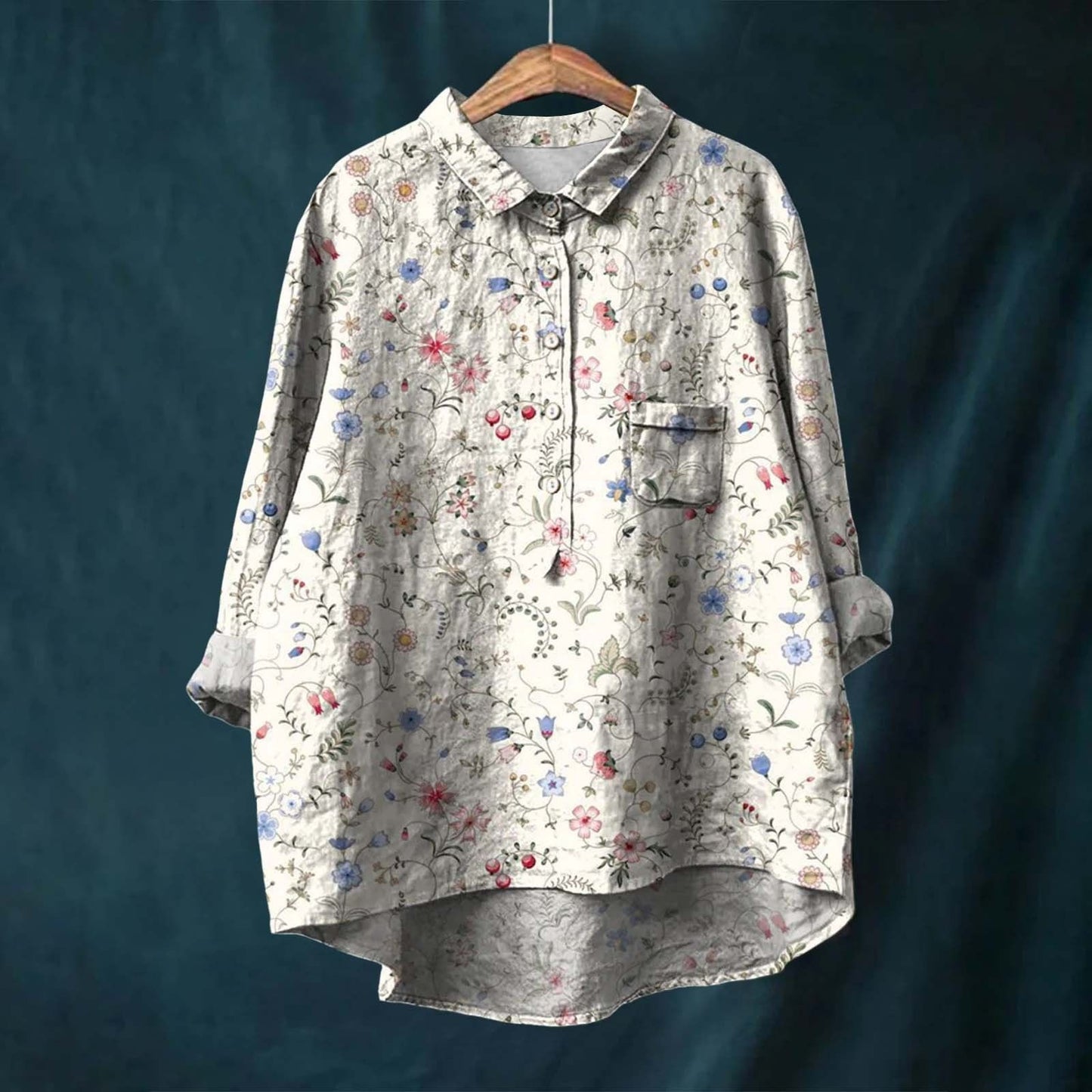 New Leisure Vacation Animal Print Hawaiian Long Sleeved Shirt