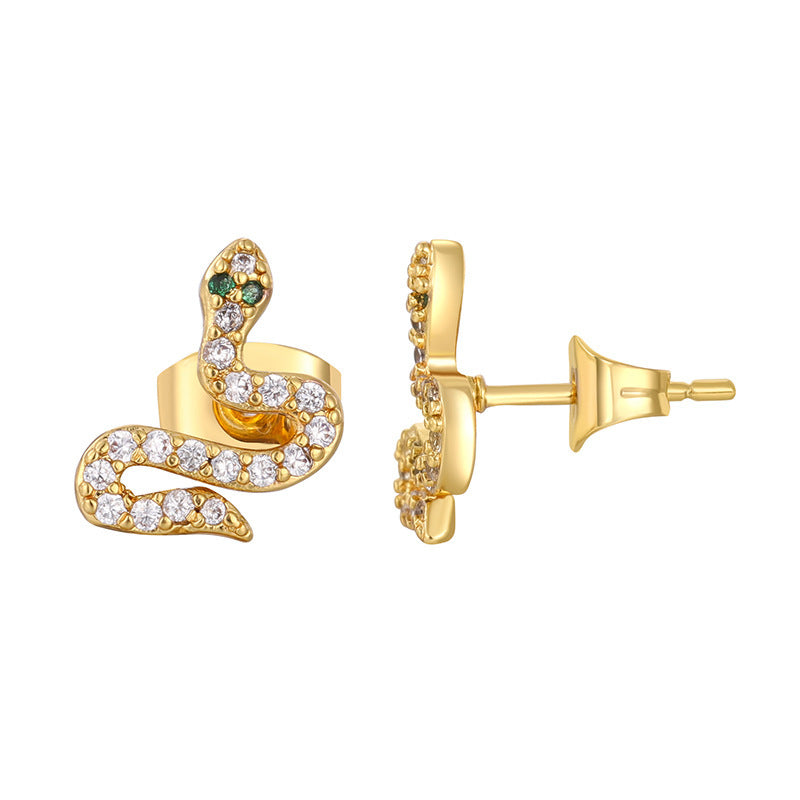 Luxury Zircon Snake Stud Earrings