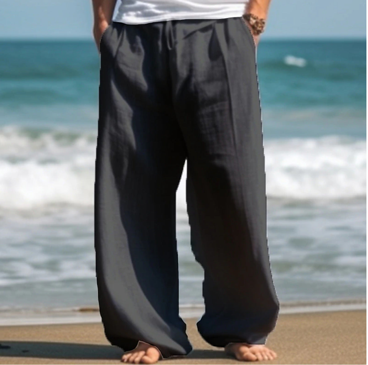 Pants Beach Solid Color Straight